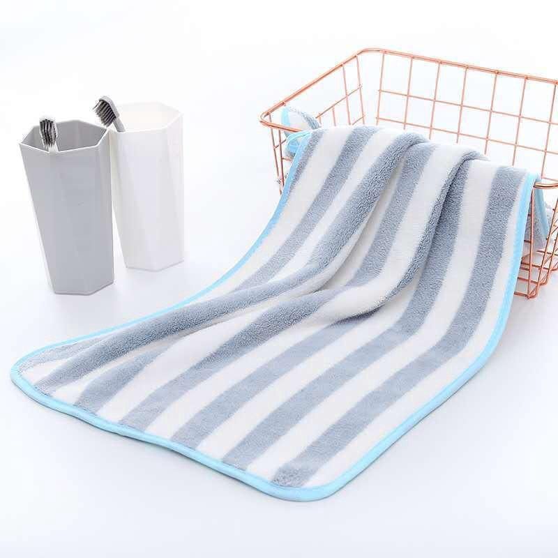 Xiaoao 240g Wide Strip Soft Woven Color Coral Fleece Yowel: Grey Edging: 35*75 (Girdle) 74765