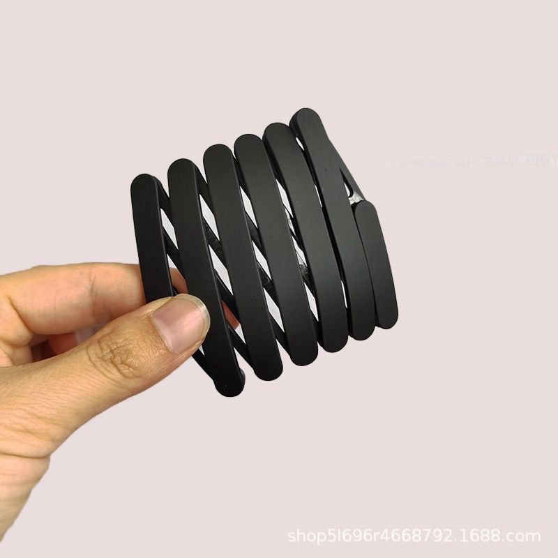 LINXI Retractable folding headband new carry-on start with bundled hairpin male and female toothed non-slip trend headband Color: Black