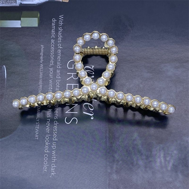 Jialin 8888 Matte Gold Diamond Pearl Alloy Women's Hair Back Head: 满钻飘带 37701