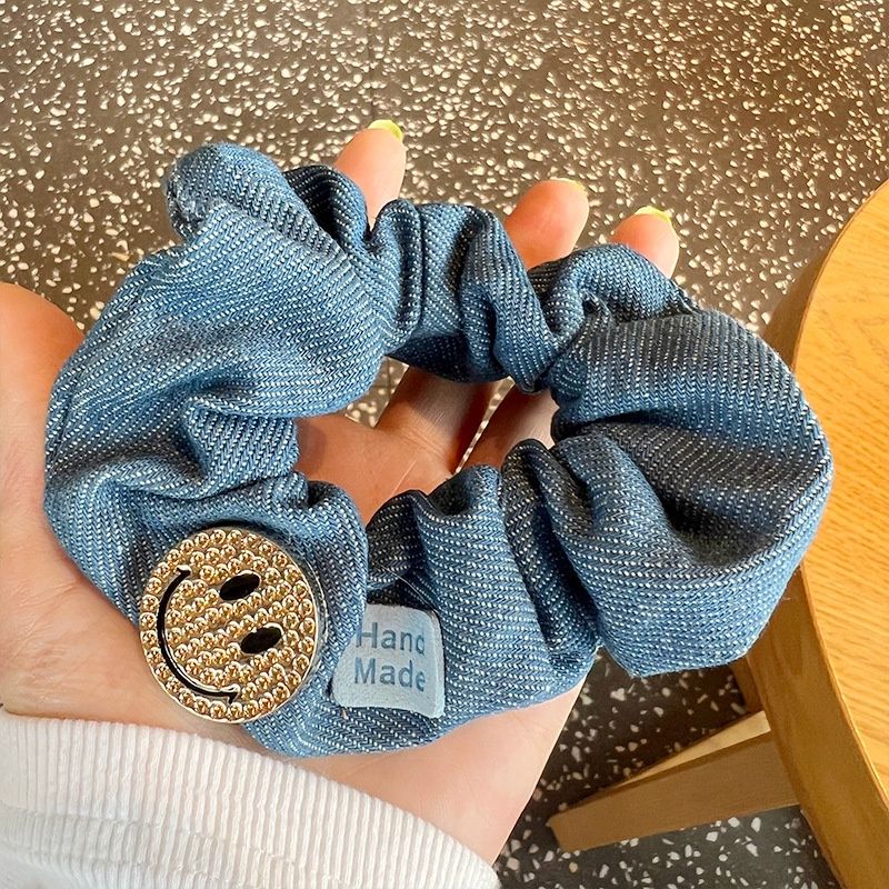 Sanhe Denim Scrunchie: Smiley Face 05024