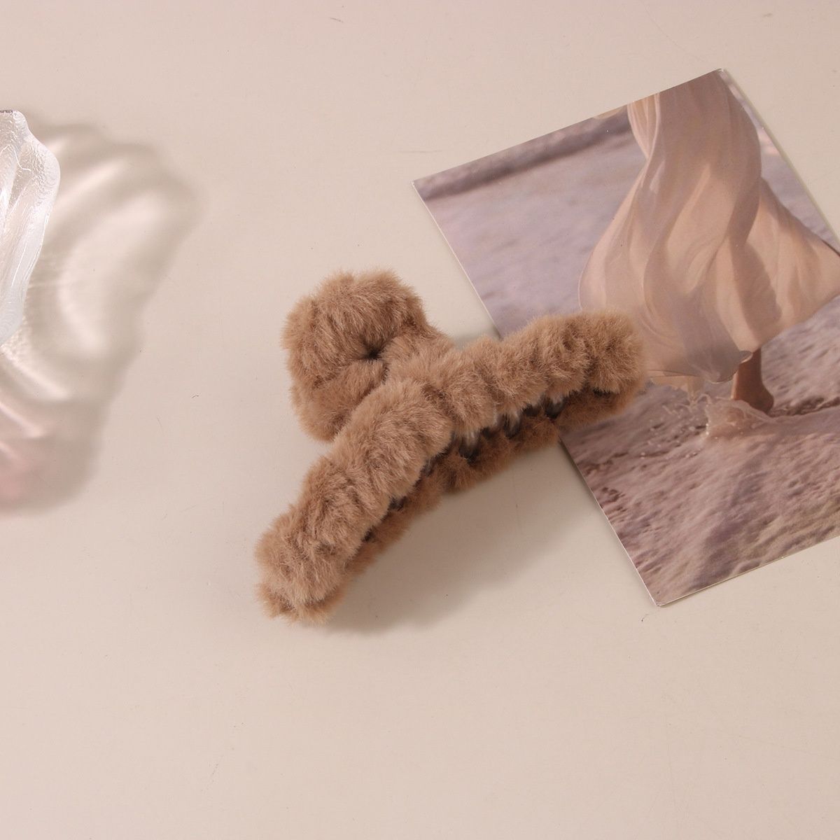 ZF Plush-grab clip 12cm ribbon dark coffee 50019
