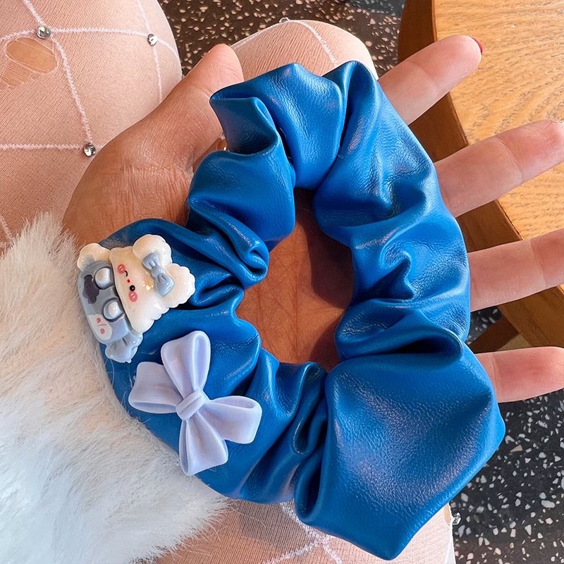 Sanhe Blue PU leather large intestine hair tie: leather 01 47702