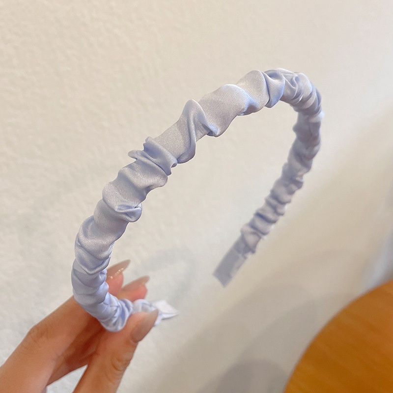 XY Satin pleats: cream light blue headband 33225