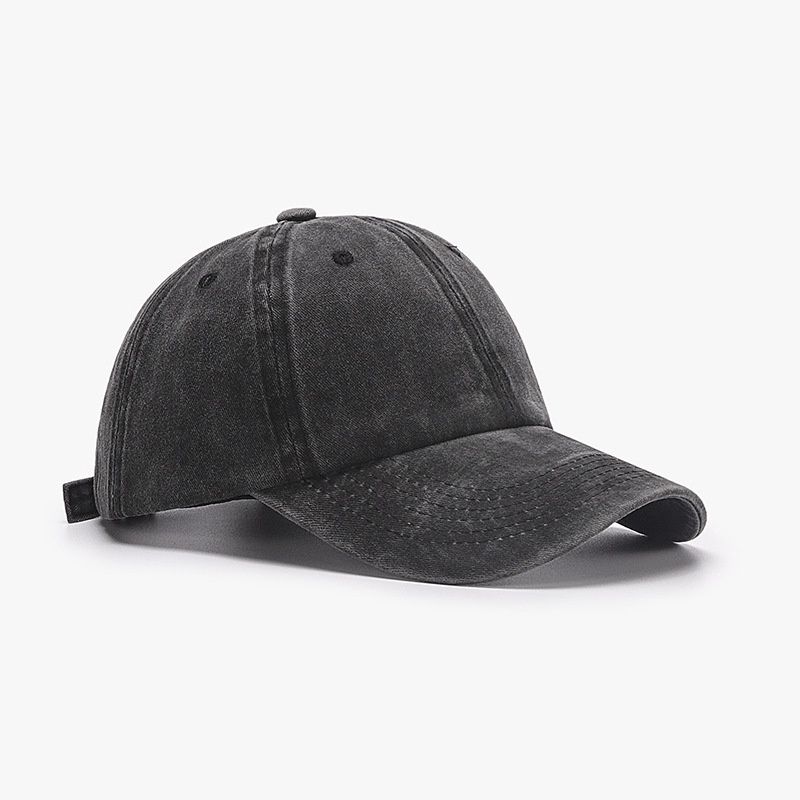 Machi 21A002C Japanese Adjustable Curved Brim Washed Peaked Cap: 21A002C Black 黑