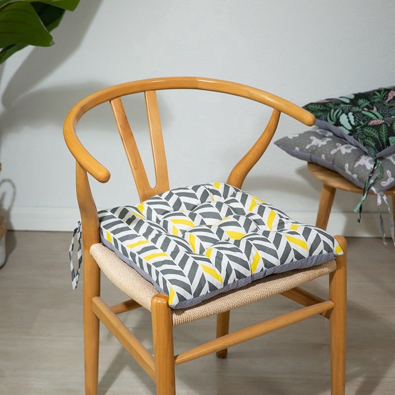 Seat Cushion Grey Yellow 40x40cm 57304