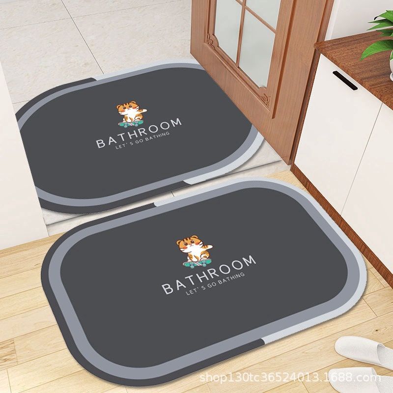 Floor Mat Bathroom Tiger Grey 33317