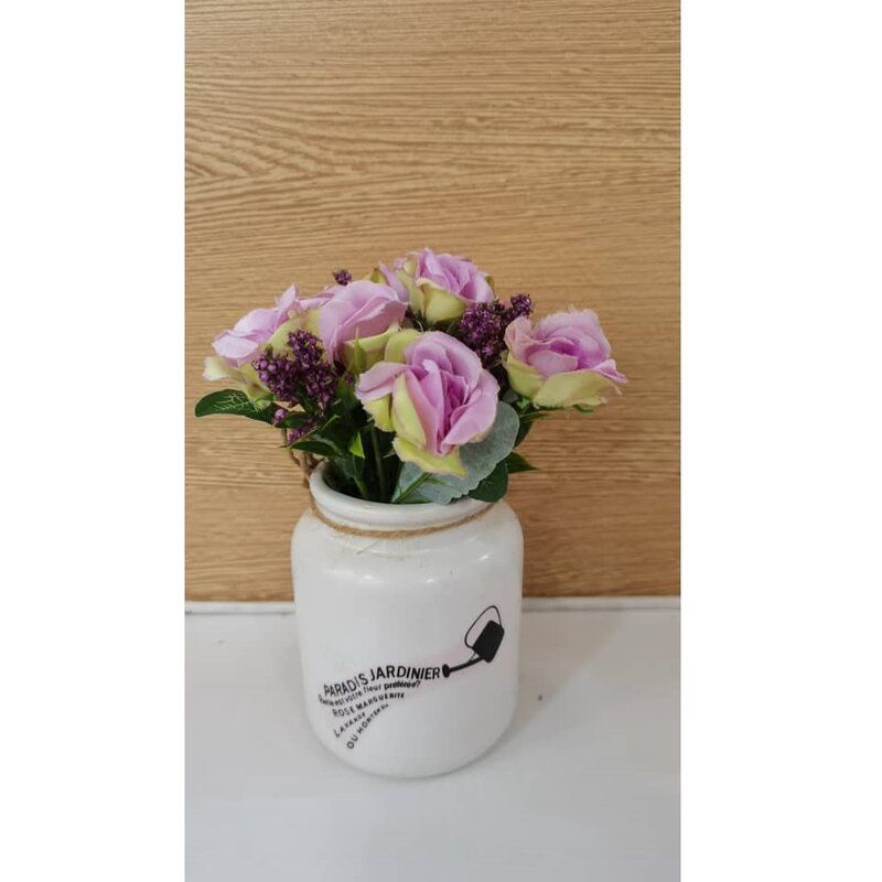 Binfen Simulation Flower Iron Bucket Set - Purple 00914