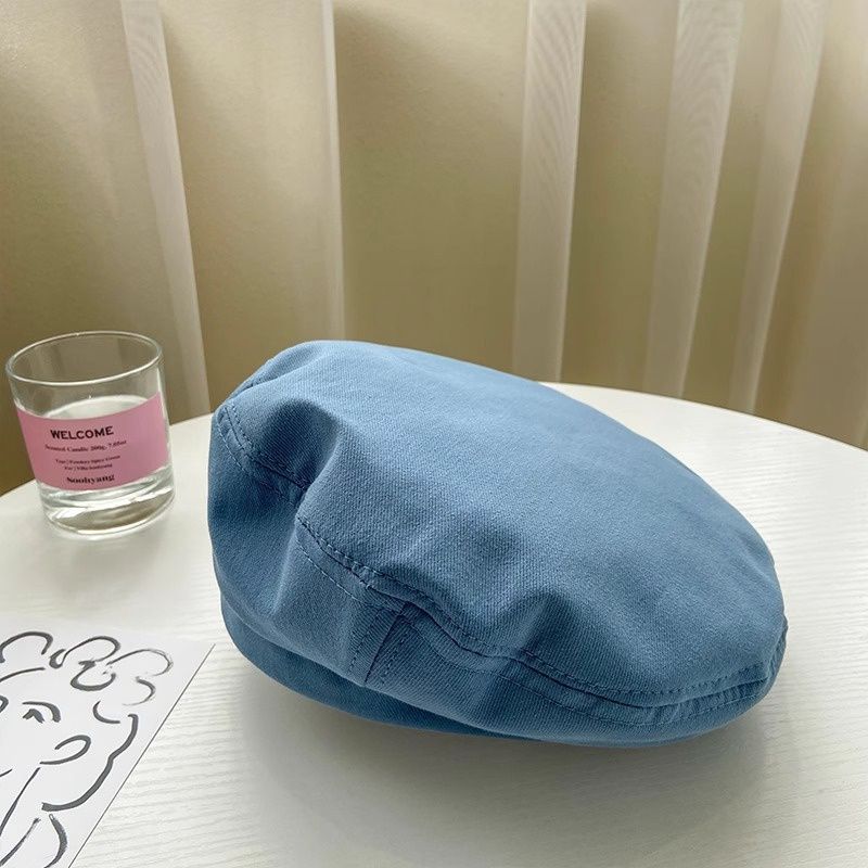 Cotton retro beret: navy blue: M 84390