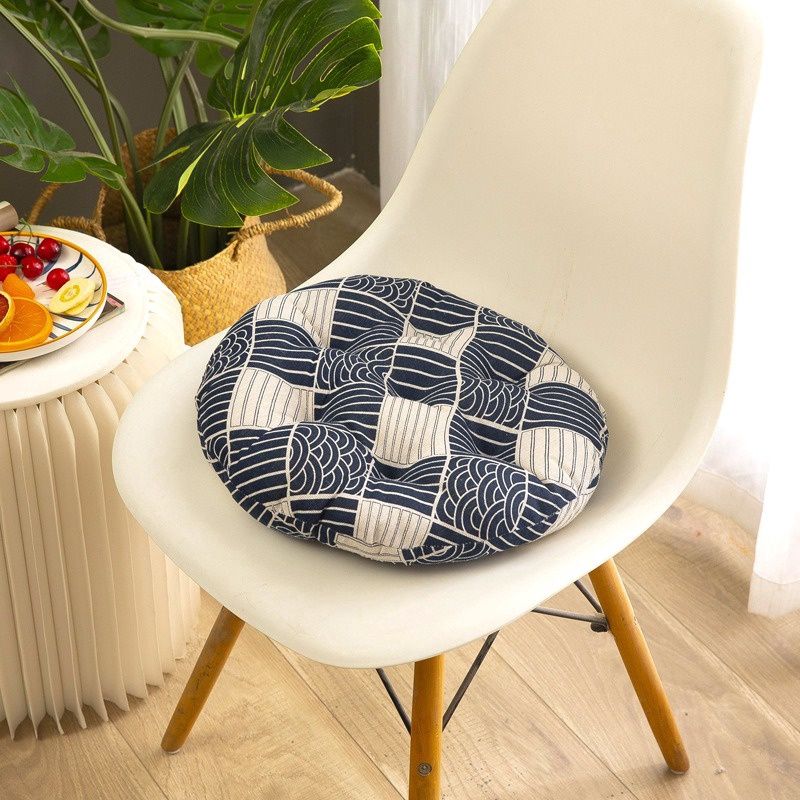 Seat Cushion White &amp; Blue 40x40cm 60739