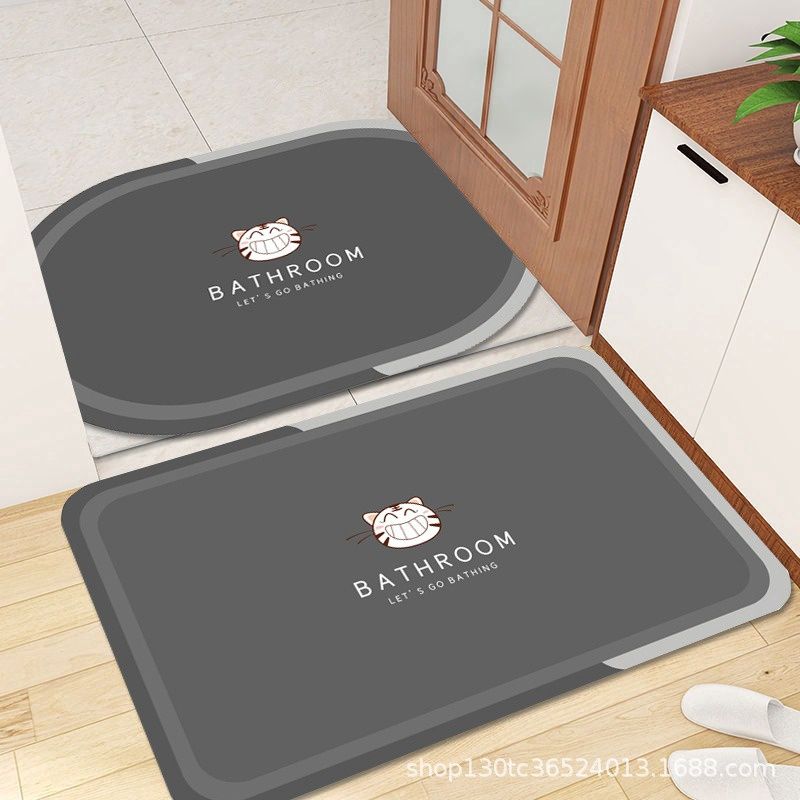 Floor Mat Bathroom Cat Grey 33331