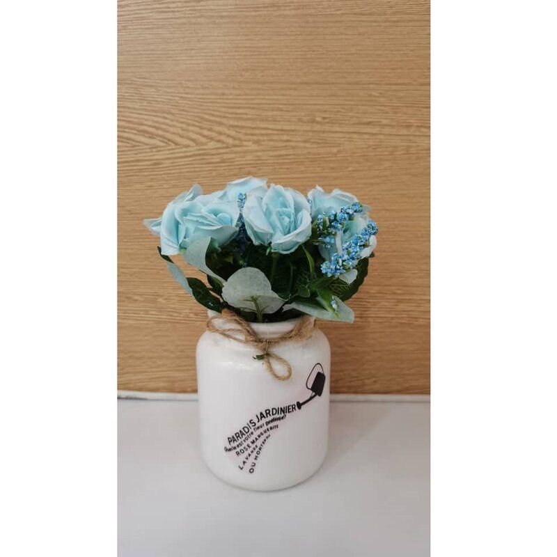 Binfen Simulation Flower Iron Bucket Set - Blue 00913