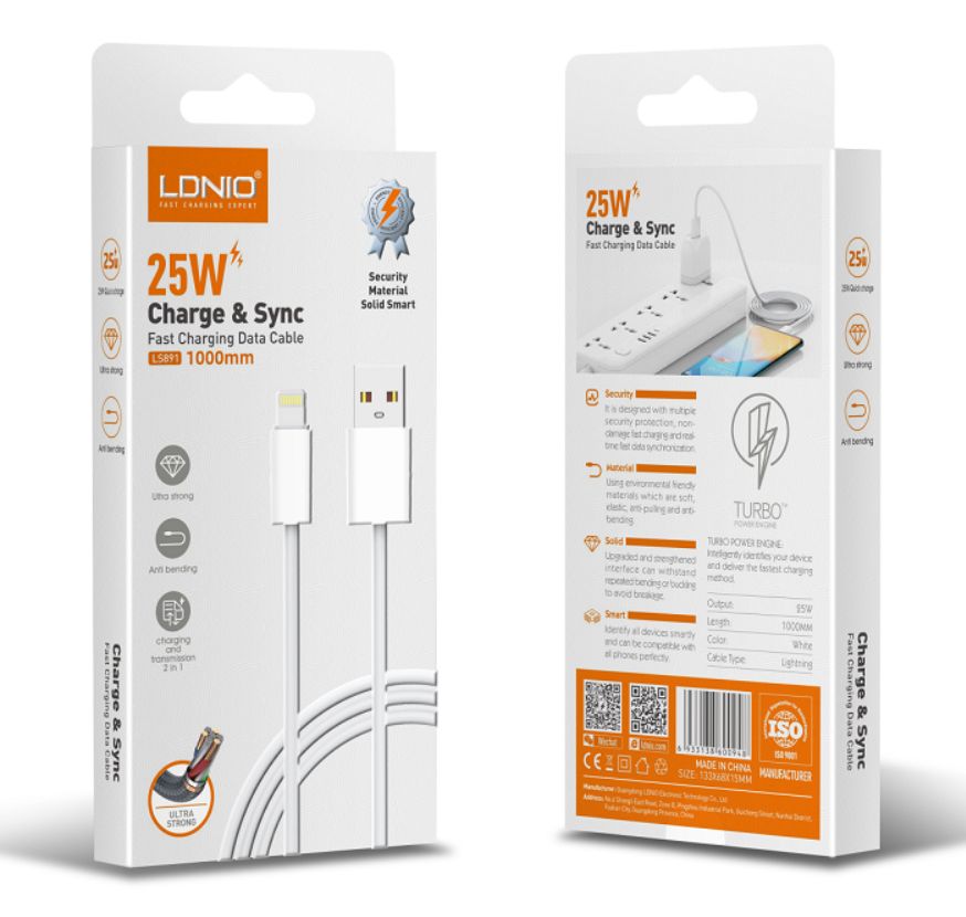 LDNIO phone cable, Type: LS891 USB-i5 1M 25W
