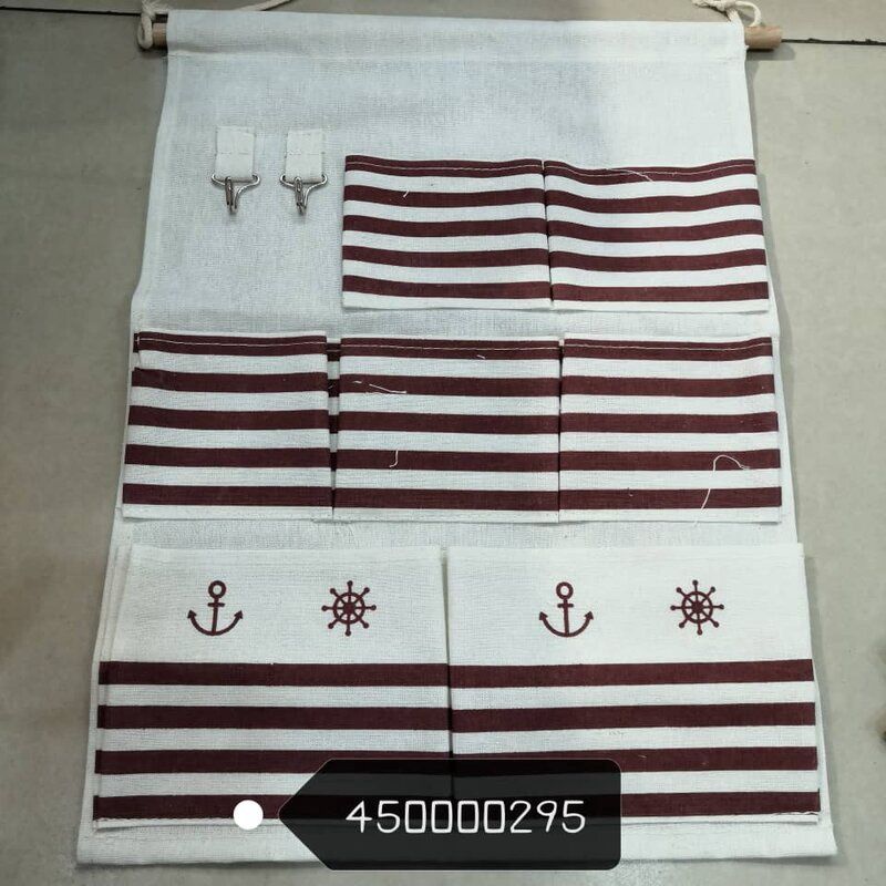 YouFen 35x52cm 7 Grid Canvas Hanging Storage Bag - Stripe 00295