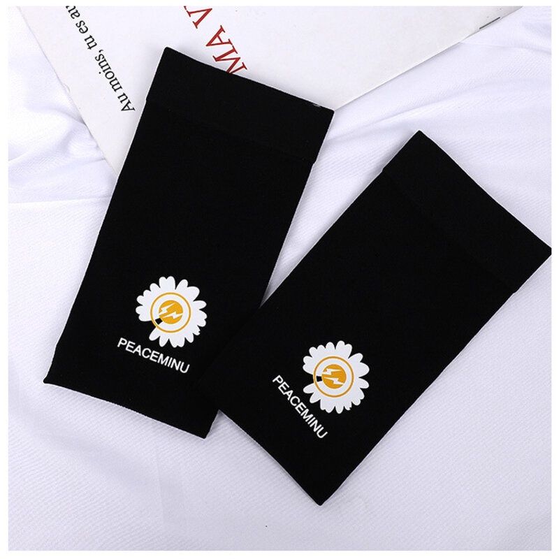 Lanyue A-0001 Daisy Print Sun Protection Sleeves: Black 60809