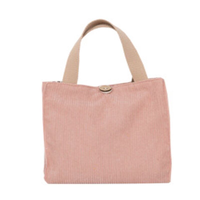 Buckle Corduroy Lunch Bag - Pink 20604