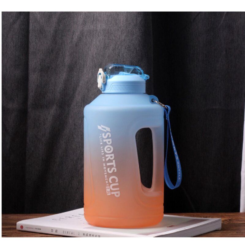 Yuanli 2300ml Gradient Color Fitness Sports Water Bottle With Straw: Blue-Orange Gradient 54578