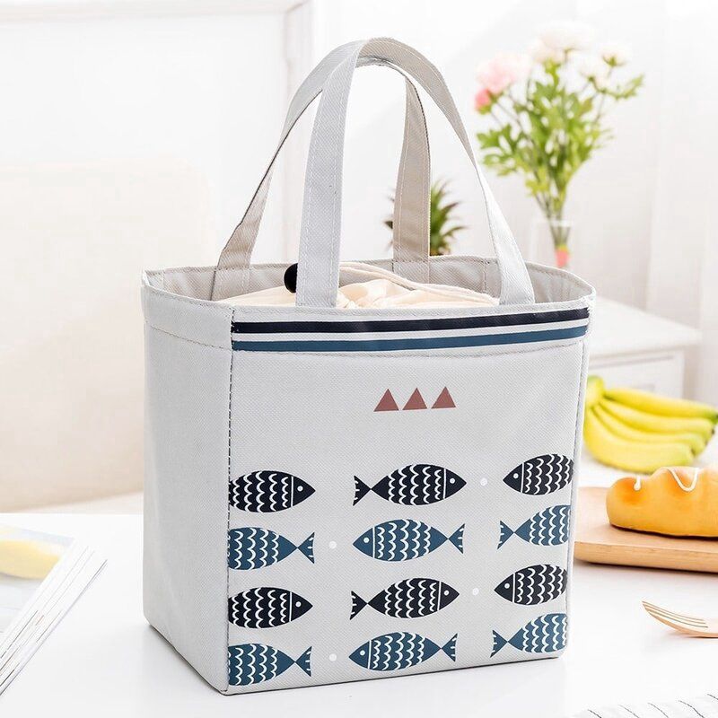 Insulated Bento Bag Fish Grey 20x20cm 25094