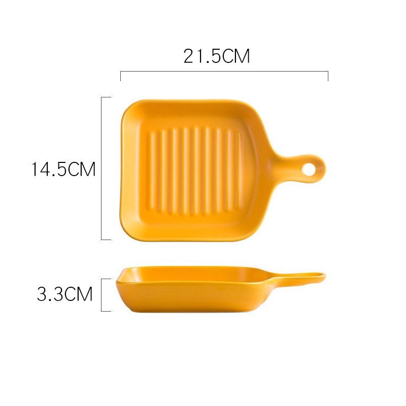 AYY Cutlery Oven Plate With Handle: 黄色手柄盘 63052