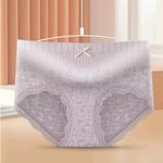Yayi belly-lifting butt-lifting graphene inner crotch lace panties mid-waist 宫廷3.0 : XL : Light Purple 88049