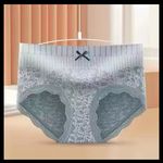 Yayi belly-lifting butt-lifting graphene inner crotch lace panties mid-waist 宫廷3.0 : XL : Blue 88046