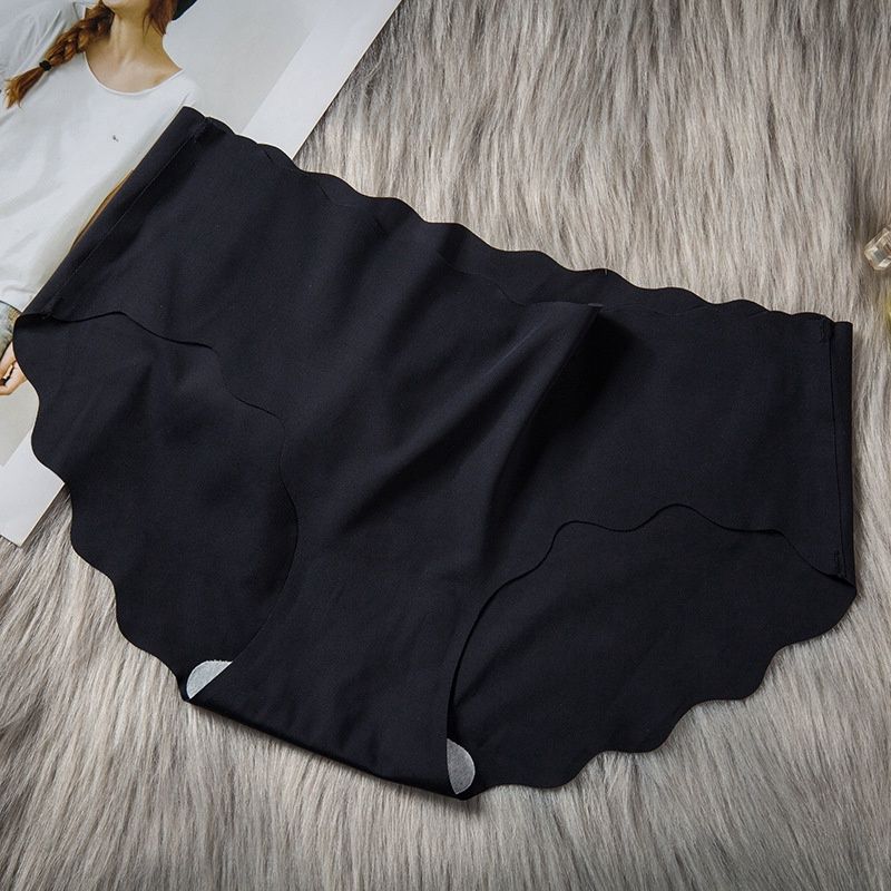 ysm 63# Ice silk seamless ultra-thin wavy panties : Black Size: XL  62807