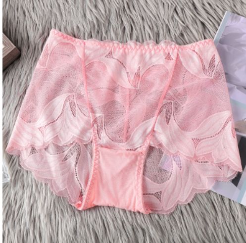 yayi  Transparent  Lace Mid Waist  Hip Lifting Brief 5533 : 虾red : XL 91304