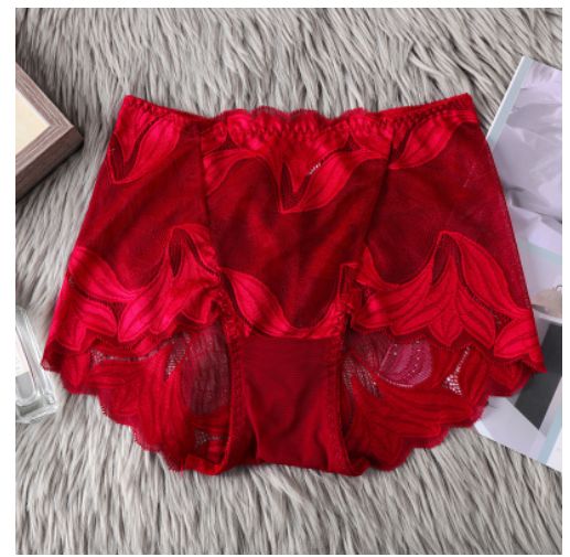 yayi  Transparent  Lace Mid Waist  Hip Lifting Brief 5533 : red : XL 90732