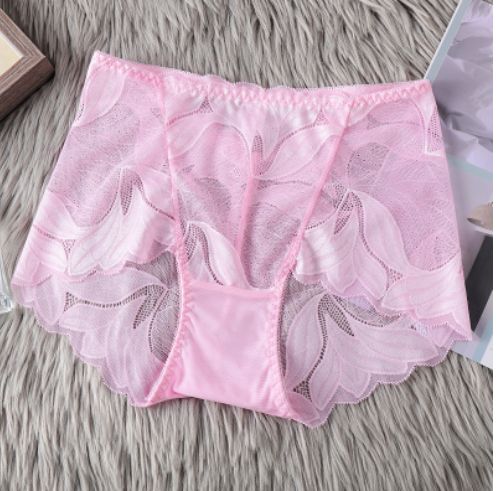 yayi  Transparent  Lace Mid Waist  Hip Lifting Brief 5533 : pink : XL 90750