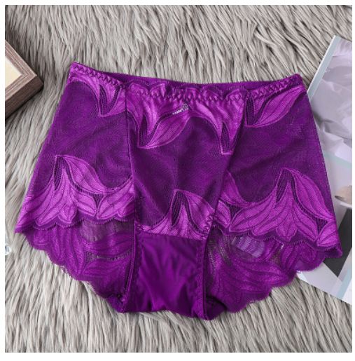 yayi  Transparent  Lace Mid Waist  Hip Lifting Brief 5533 : purple : XL 90735