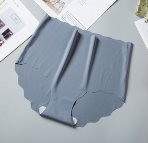 yayi  Ice silk seamless ultra-thin wavy girls panties pure size high waist one piece 73: grey : XL 80414