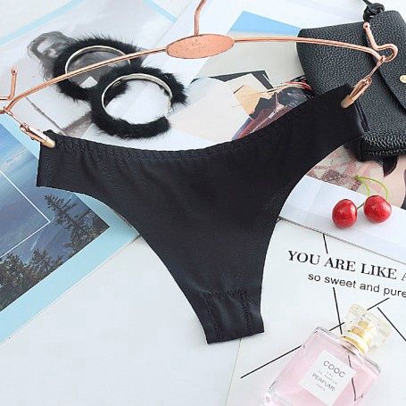 AMOI Seamless T Back 冰丝丁字裤 1557 - Panties Size : Free Size 40-75kg, Color Code : Black / 黑色21519