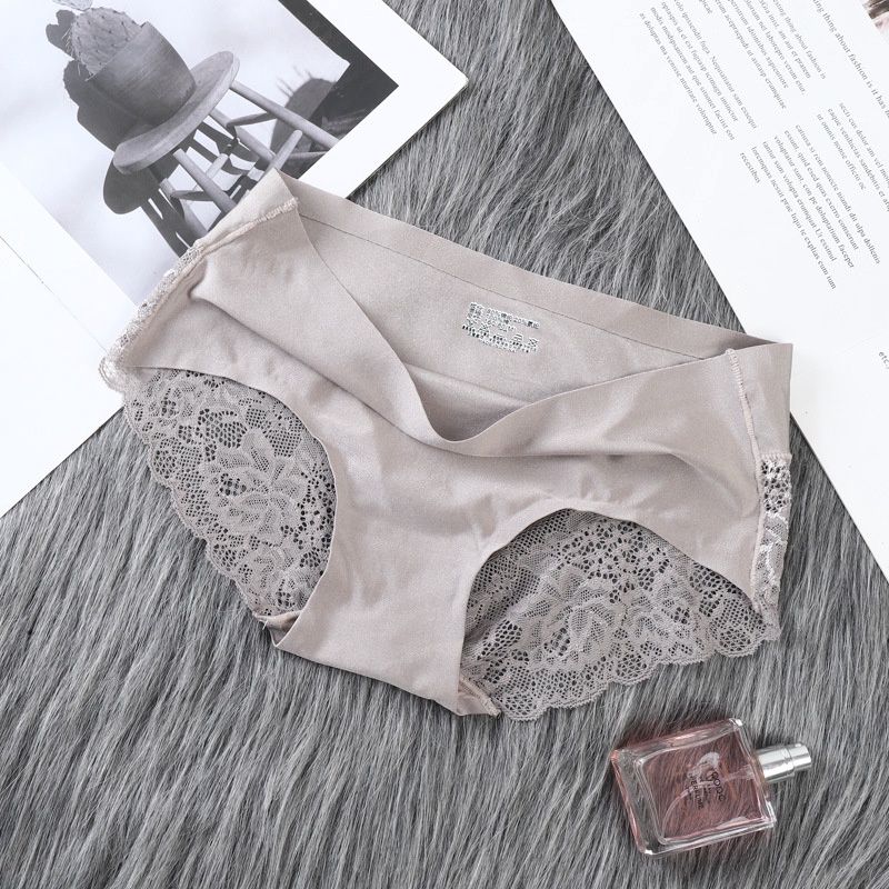 Yayi 93# Ice silk pearl lace panties: Gray: XXL 96662