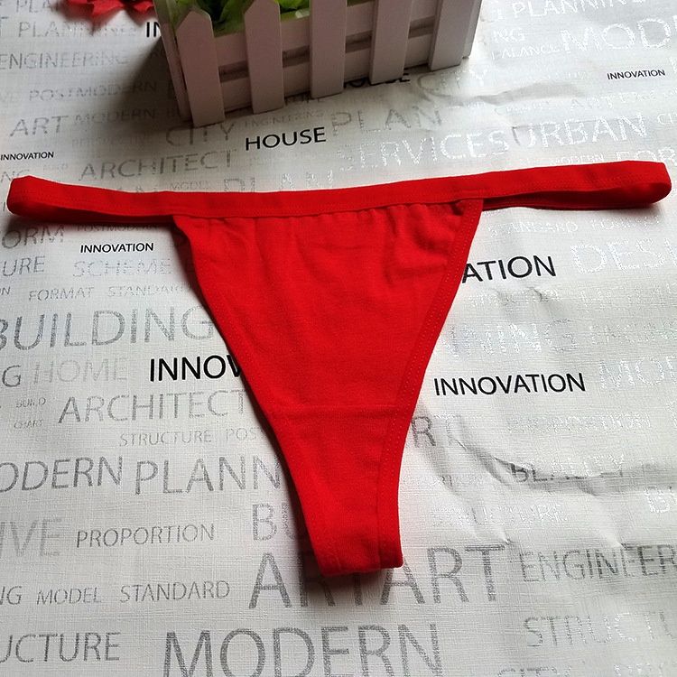 QF D155 Cotton T Back Panties : bright red: L 42248