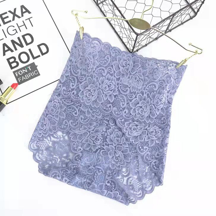 Amoi 5588  grey blue  3XL High Waist Lace Panties - Panties 22018