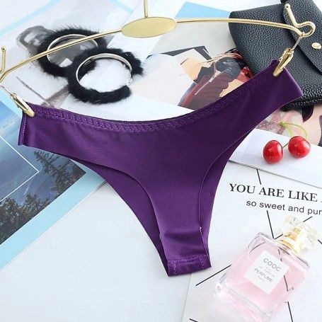 AMOI Seamless T Back 冰丝丁字裤 1557 - Panties Size : Free Size 40-75kg, Color Code : Dark Purple21526