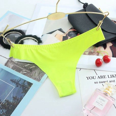AMOI Seamless T Back 冰丝丁字裤 1557 -Panties Size : Free Size 40-75kg, ColorCode :  Yellow 21524