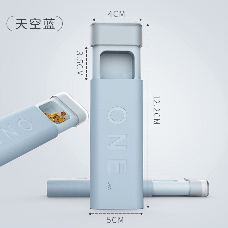 One Day Portable Mini Medicine/Supplement Pill Case - Sky Blue 00151
