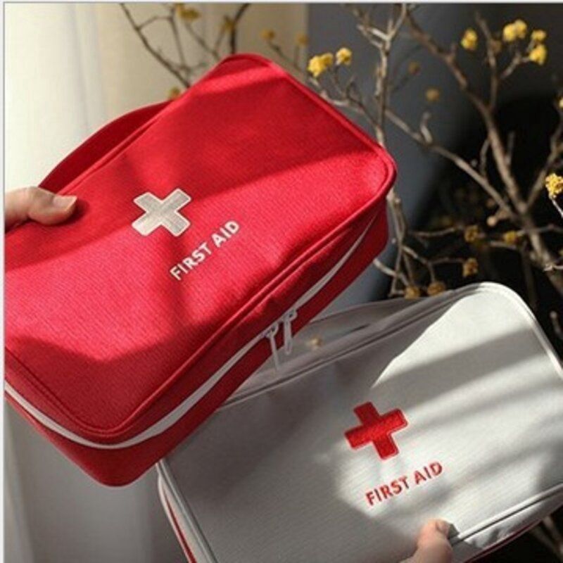 Talu First Aid Kit Medical Pouch 韩国时尚旅行便携手提医药包急救包药品整理杂物归类收纳包大号 颜色: 红色 76667