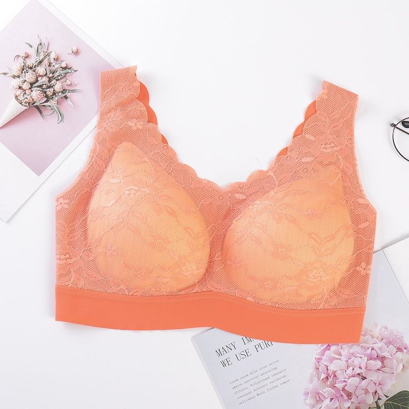 Womei Thailand latex 2.0 lace seamless underwear: orange : XL 75469