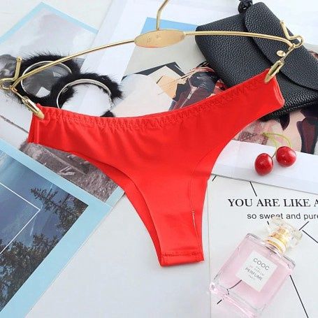 AMOI Seamless T Back 冰丝丁字裤 1557 - Panties Size : Free Size 40-75kg, Color Code : Red21525