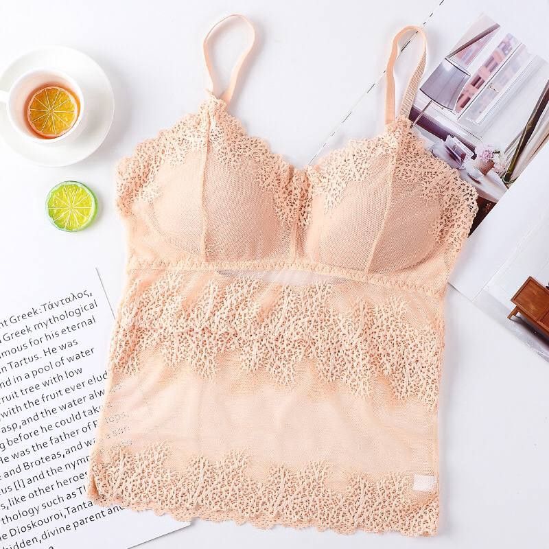 Amoi  808 High Quality Lace Top 蕾丝内搭 - Bra Size : Free Size 32-38, Color Code : Skin / 肤色