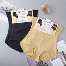 CW 56010# XINJIA lace High waist ice silk panties black xl  95240