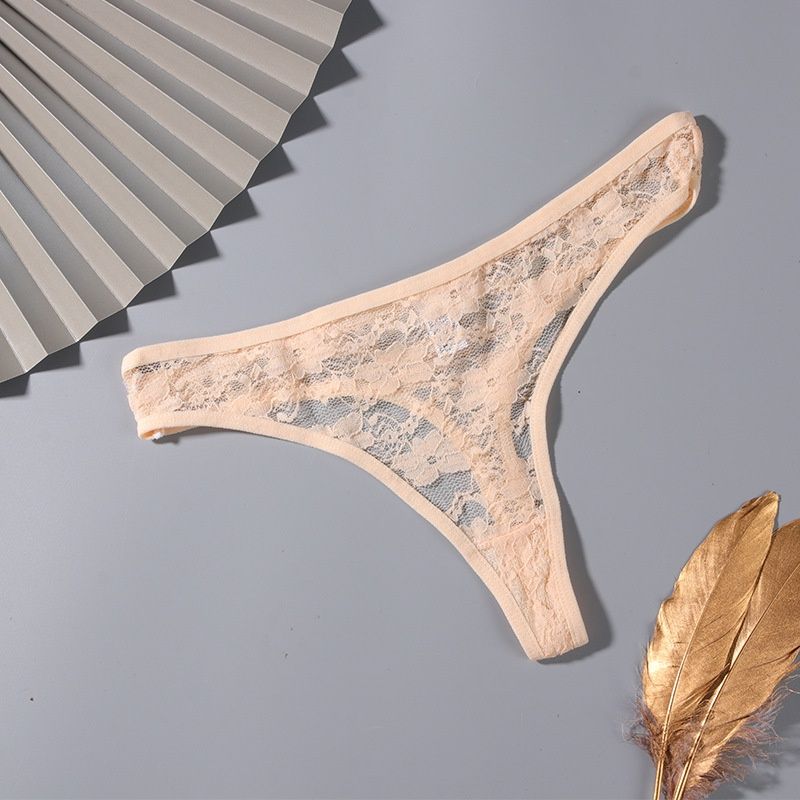 QF 187# Mesh T Back lace Panties : apricot: L 90658