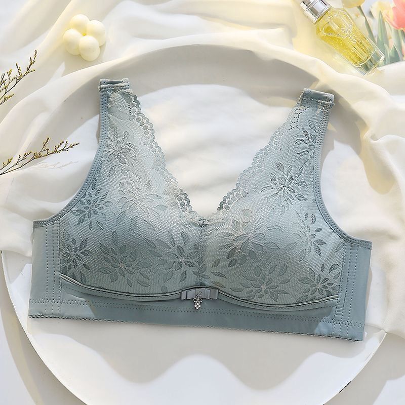 Zirou b15 wire-free 4-Breasted Buckle bra : Light Silver : 42/95 BC  70019