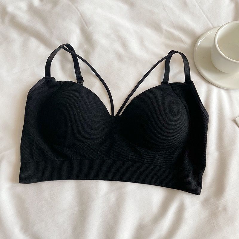 XNF  Fixed cup s neck cross tube top: black 33452