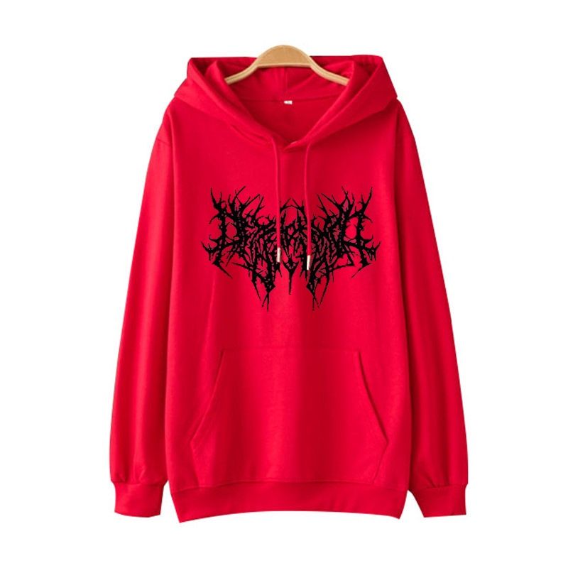 Huangdao  Gothic Oversized Hoodie Long Sleeve: red: XXXL 24204