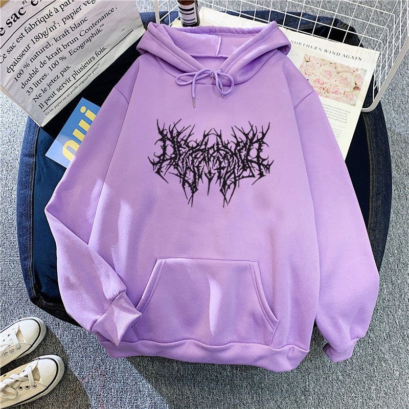 Huangdao  Gothic Oversized Hoodie Long Sleeve: purple: XXXL 24209