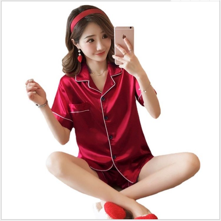 YT Pajamas: silk -s-s -red: 5XL 75334