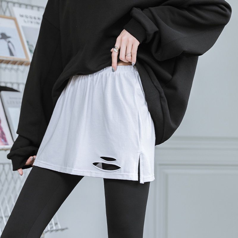 Aoge  XBPDB Small butt curtain fake sweater bottoming artifact white skirt: white - holes : 40-75kg 74064