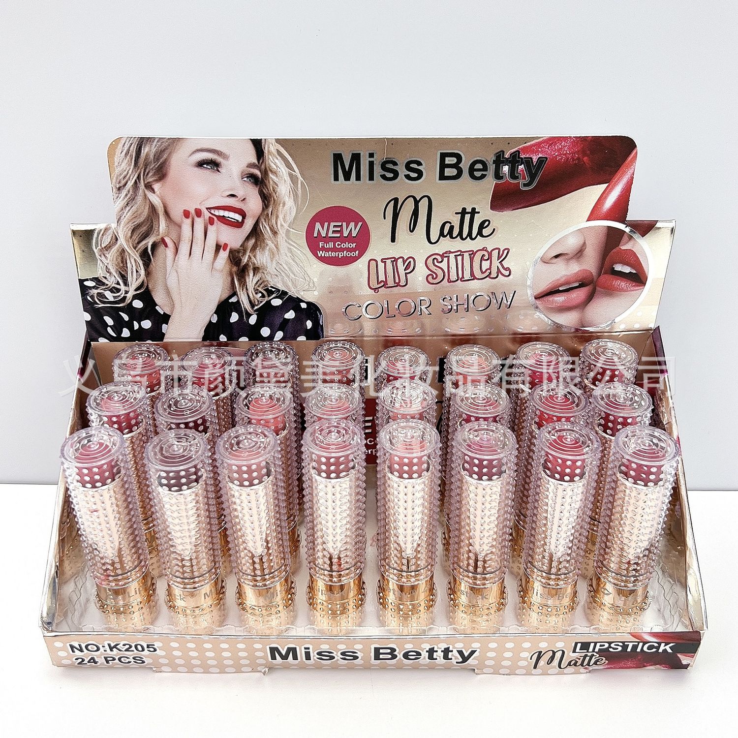 miss betty k205 Ultra shimmery velvet matte lipstick 62058 (4gx24/ctn)